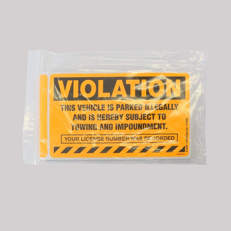 SmartSign (50-Pack) 5" x 8" 'Violation - Vehicle Illegally Parked, Subject to Towing/Impoundment' Parking Stickers with Permanent Adhesive, 4.5 mil Paper, Fluorescent Orange/Black - Image 4